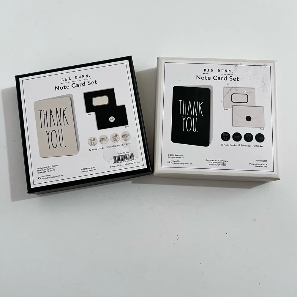 Rae Dunn Thank You Cards Note Card Sets Set of 2 Boxes 24 Cards Total New